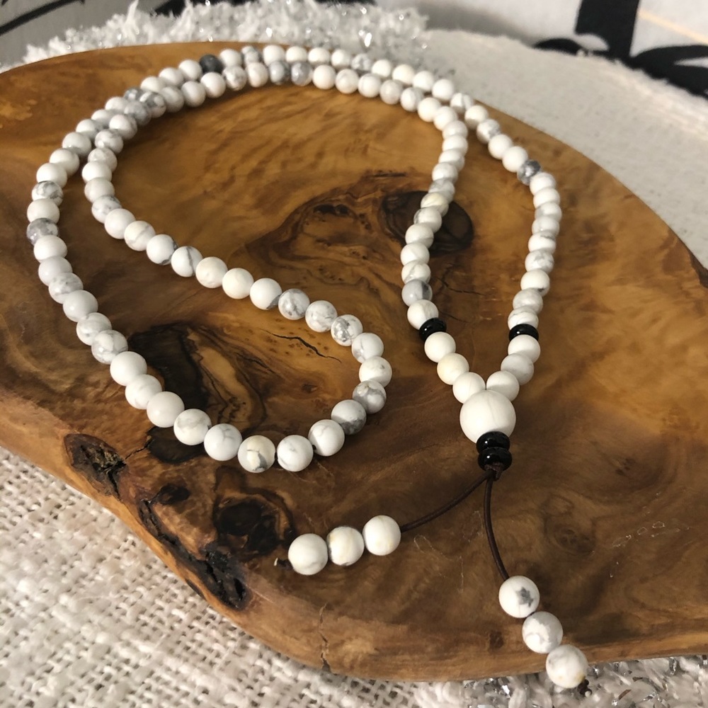 White stone Mala‎ Necklace
